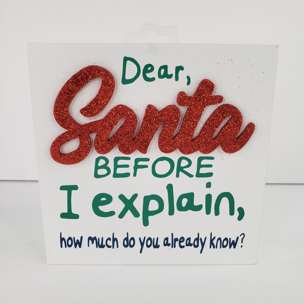 Set of 2 Christmas Santa Wood Decor Signs Funny Holiday Humor Humorous - Picture 7 of 8